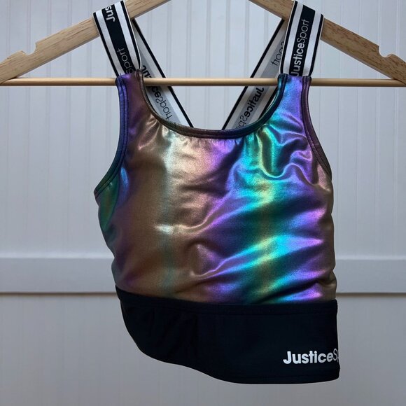 Justice Sport Girls Iridescent Rainbow Foil Bikini Swimsuit Set Size Large - Picture 3 of 8